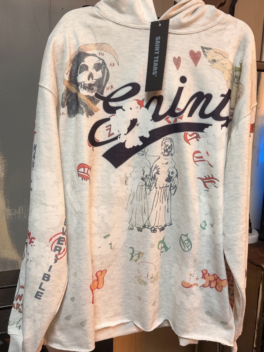 Cream Graphic Pullover Hoodie - Men's
